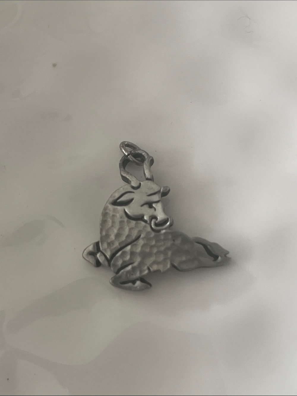 Silver-tone Ram Zodiac Charm Pendant